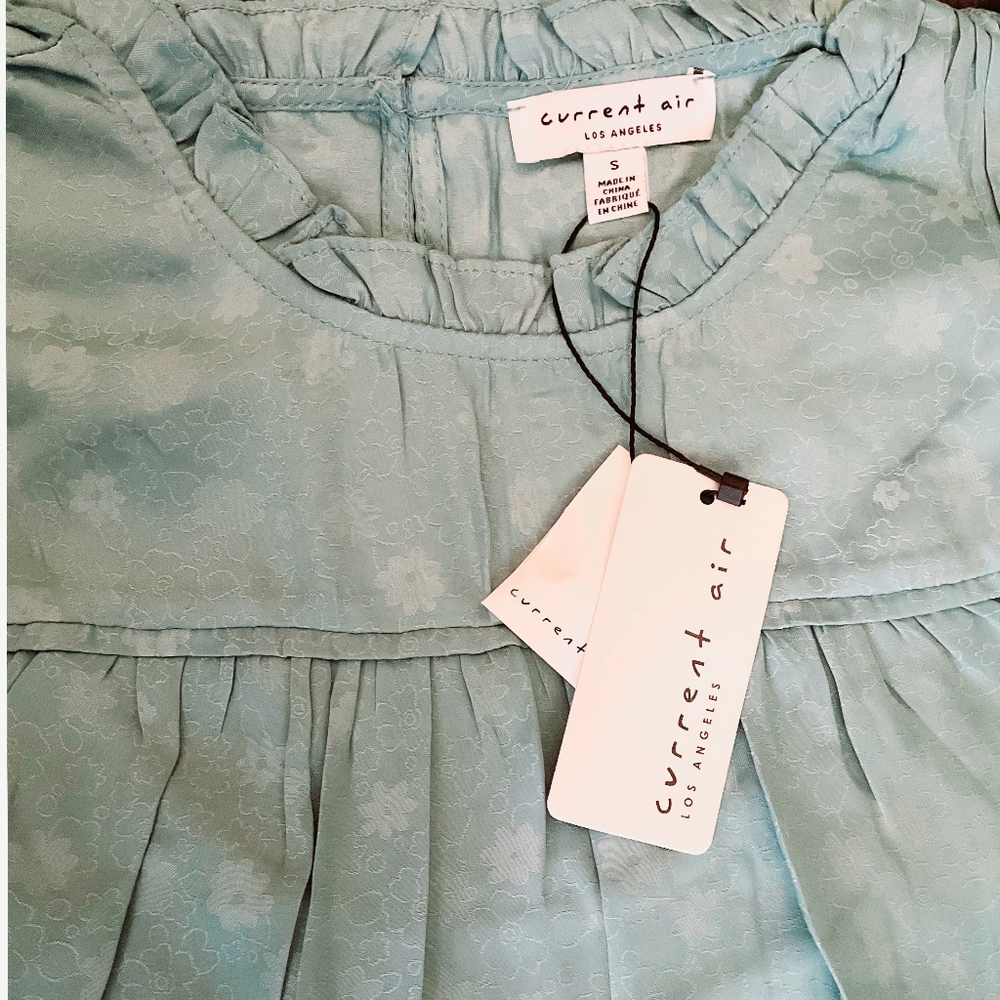 CURRENT AIR Anthropologie Aqua Splash Floral Embossed Short Dress - Picture 5 of 9